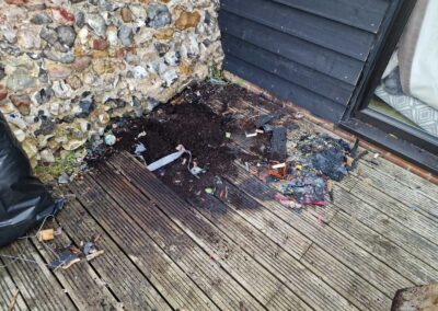 Fire damage to decking
