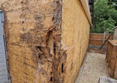 Previously rotten corner of outside building