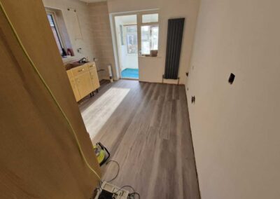 Replacement flooring in kitchen area